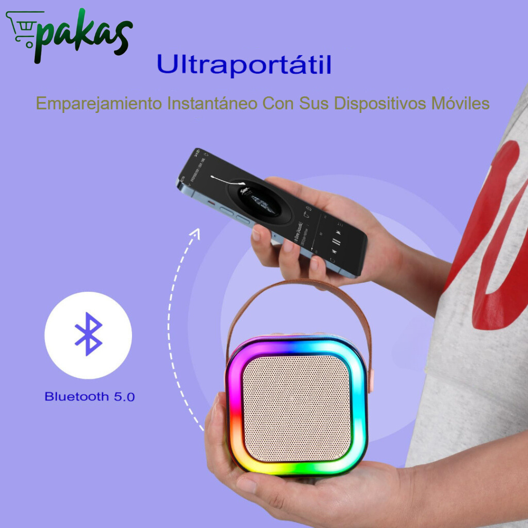 Parlante Bluetooth Portátil con 2 micrófonos Inalámbricos